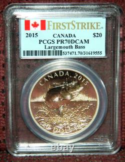 2015 Canada $20 North American Sportfish Largemouth Bass Pcgs Pr70 Dcam Fs +ogp