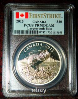 2015 Canada $20 North American Sportfish Largemouth Bass Pcgs Pr70 Dcam Fs +ogp