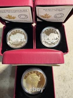 2015 Canada $20 The Bison. 999 Silver 1 oz, 3 Piece Set Gem Proof, OGP