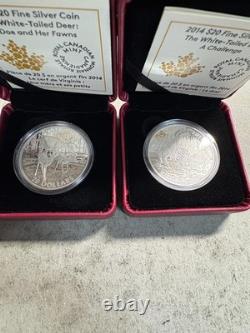 2015 Canada $20 The White Tailed Deer. 999 Silver 1 oz, 2 Pcs, Gem Proof, OGP