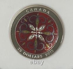 2015 Canada $25 1 oz Silver Colorized Christmas Ornament, NGC PF 70 UCAM, ER