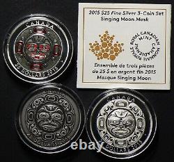 2015 Canada $25 Singing Moon Mask Set Fine Silver Proof #19666