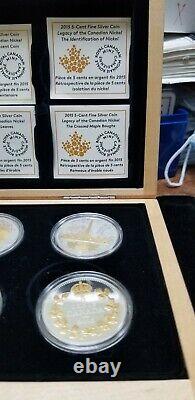 2015 Canada 5 Cent Nickel Legacy 1 Oz 9999 Silver Gilded 6 Coin Set
