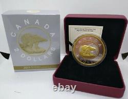 2015 Canada 5 OZ. Silver Gold Gilted Polar Bear Big Coin Series Proof
