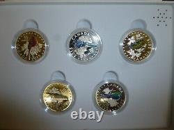2015 Canada Colourful Songbirds $10 Silver 5-coin Proof Set In Display Case