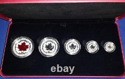 2015 Canada Fine Silver Fractional Set The Maple Leaf! 5 pc 0.9999 fine silver