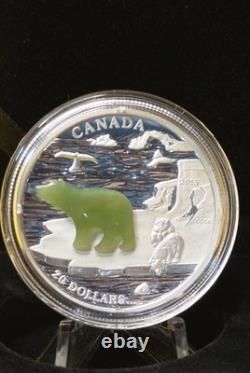 2015 Canada Jade Polar Bear 31.39g Silver Proof With Box & COA