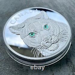 2015 Canada Kilo. 9999 Fine Silver Coin $250 Eyes of Cougar Stunning Enamel