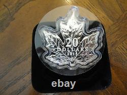 2015 Canada Pure Silver Proof Coin, Maple Leaf Shaped, Wooden Display Case