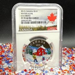 2015 Canada S$10.5 oz PF70UC Silver Coin Colorized Winter Scene 1 of 2 Mint 2015 Canada S$10.5 oz PF70UC Silver Coin Colorized Winter Scene 1 of 2 Mint