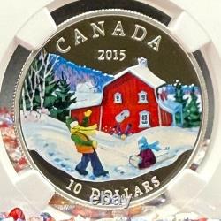 2015 Canada S$10.5 oz PF70UC Silver Coin Colorized Winter Scene 1 of 2 Mint