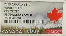 2015 Canada S$10.5 oz PF70UC Silver Coin Colorized Winter Scene 1 of 2 Mint