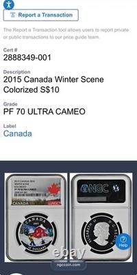 2015 Canada S$10.5 oz PF70UC Silver Coin Colorized Winter Scene 1 of 2 Mint