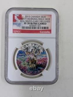 2015 Canada S$20 NGC PF70 Ultra Cameo Misty Morning Mule Deer Colorized