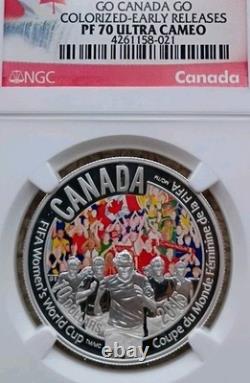 2015 Canada SILVER $10 NGC PF 70 ULTRA CAMEO FIFA WOMEN'S WORLD CUP GO CANADA GO