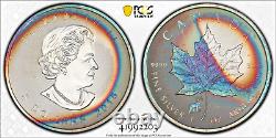 2015 Canada Silver Maple Leaf PCGS SP64 Reverse Proof Colorful RAINBOW TONING