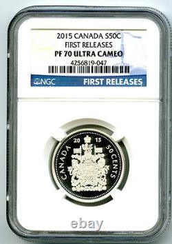 2015 Canada Silver Proof 50 Cent Half Dollar Ngc Pf70 Ucam. 999 First Releases