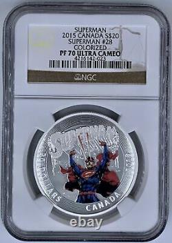 2015 Canada Superman #28 Colorized $20 Silver Coin NGC PF70UCAM Comic Cover Art