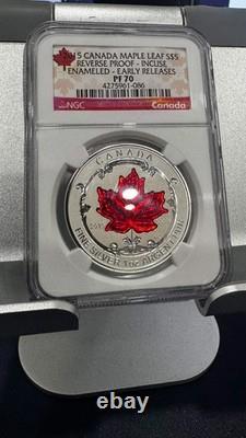 2015 Canadian Maple Leaf Reverse Proof Incuse Red Enameled Ngc Pf 70