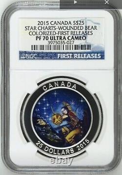 2015 NGC PF 70 U-Cam Canada Star Charts Wounded Bear $25 Coin, 1oz. 9999 Silver