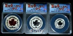2015 Silver Canada Maple Leaf Anacs Rp-70 5 Coin Set Reverse Proof Trusted