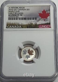 2016 $1 Ngc Reverse Pf70 Gilt Silver Canada Maple Leaf Proof Early Releases New