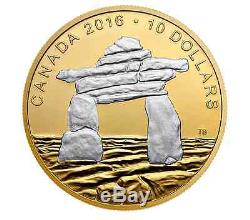 2016 $10 Canada 1/2 Oz Silver Inukshuk Ngc Pf70 Reverse Gold Plate Proof Fs