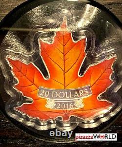 2016 $20 Canada Maple Leaf Shaped Coin 1oz 99.99% Pure Silver Colour Proof Coin