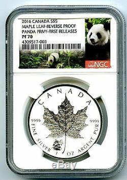 2016 $5 Canada 1 Oz Silver Maple Leaf Ngc Pf70 Panda Privy Reverse Proof Rare