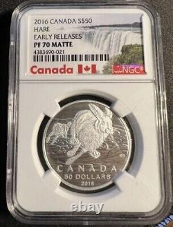 2016 $50 Canada Silver Ngc Pf70 Proof Matte Hare! Èr