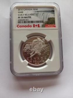 2016 $50 Canada Silver Ngc Pf70 Proof Matte Hare! Èr