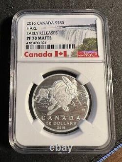 2016 $50 Canada Silver Ngc Pf70 Proof Matte Hare Rabbit First Releases