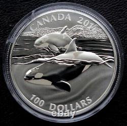 2016 CANADA $100 DOLLAR 99.99 PURE SILVER MATTE PROOF Orca Whale 31.83gr
