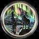 2016 CANADA $30 FINE SILVER PROOF 2 Oz. NORTHERN LIGHTS Glow-in-Dark Wolves