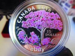 2016 CHERRY BLOSSOMS Celebration of Spring $15 Pure Silver Proof Coin RCM