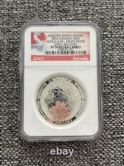 2016 Canada 1 oz Silver $20 Majestic Maple Leaf Drusy Stone NGC PF70 Ultra Cameo