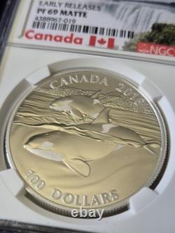 2016 Canada $100 Orca Early Realease Certified NGC PF69 MATTE. 9999 Silver