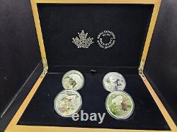 2016 Canada $20 Baby Animals 1oz Silver 4 Coin Set With Wooden Case-No COAs