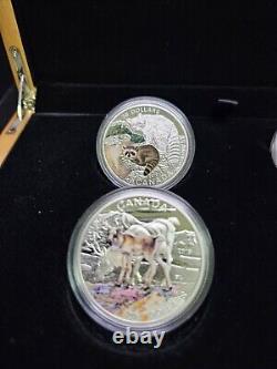 2016 Canada $20 Baby Animals 1oz Silver 4 Coin Set With Wooden Case-No COAs