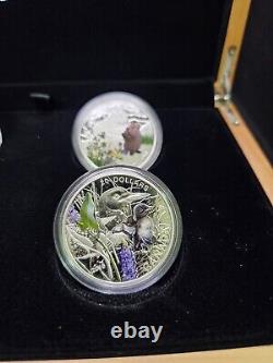 2016 Canada $20 Baby Animals 1oz Silver 4 Coin Set With Wooden Case-No COAs