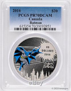 2016 Canada $20 DC ComicsBatman-The Dark Knight 1oz Silver Proof Coin PCGS PR70