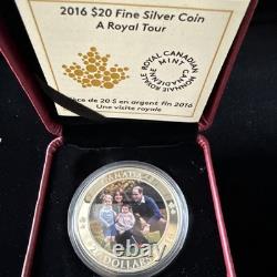 2016 Canada $20 Fine Silver Coin A Royal Tour Proof 99.99% Pure with COA & Box