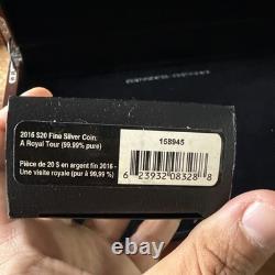 2016 Canada $20 Fine Silver Coin A Royal Tour Proof 99.99% Pure with COA & Box