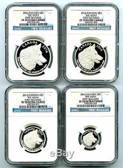 2016 Canada 4 Coin Silver Proof The Wolf Set Ngc Pf70 Ucam First Releases Rare