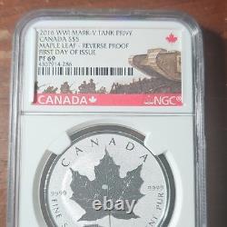 2016 Canada $5.9999 Silver Maple Leaf Reverse Proof Mark-V Tank Privy NGC PF69