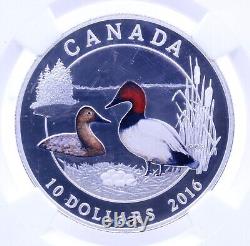 2016 Canada Fine Silver Colorized Ducks of Canada $10 CANVASBACK Duck PF70 UCAM