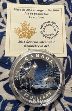 2016 Canada GEOMETRY IN ART The CARIBOU 1 Oz 999.9 FINE SILVER $20 Coin