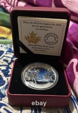 2016 Canada GEOMETRY IN ART The CARIBOU 1 Oz 999.9 FINE SILVER $20 Coin