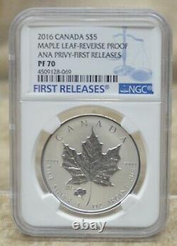 2016 Canada Maple ANA Privy $5 1oz. 9999 SILVER NGC Reverse PF70 First Releases