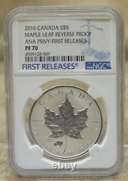 2016 Canada Maple ANA Privy $5 1oz. 9999 SILVER NGC Reverse PF70 First Releases